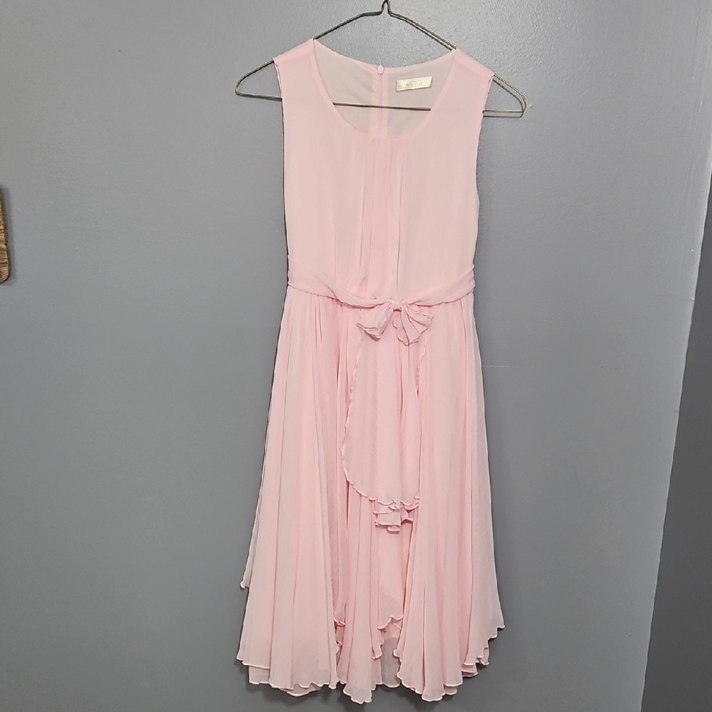 Bow Dream, Light Pink Dress, Chiffon, Handkerchief Hem, Sleeveless, Size 14